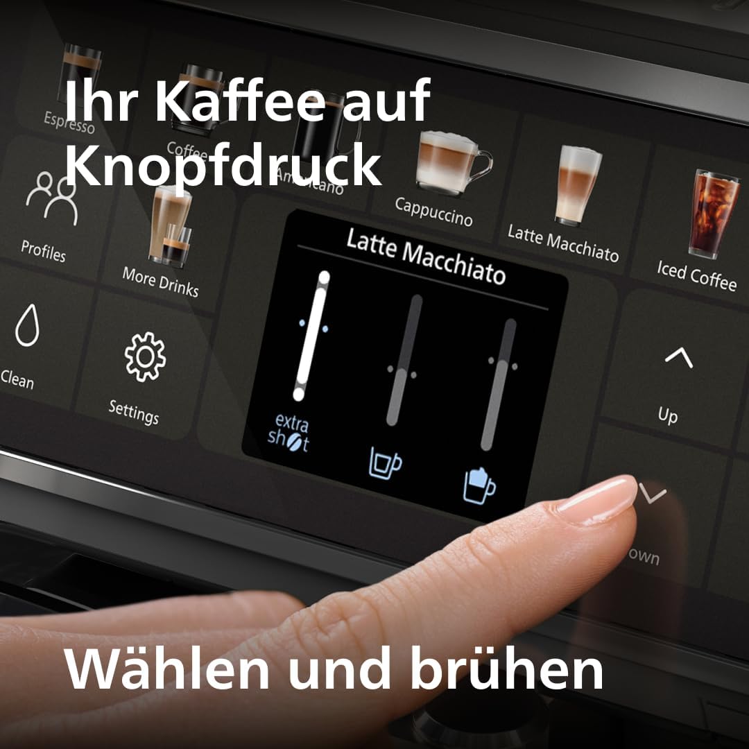 Serie 5500 Kaffeevollautomat – LatteGo Milchsystem, 20 heiße und kalte Kaffeespezialitäten, 40% leiser mit SilentBrew, QuickStart, Schwarz/Grau (EP5544/50)