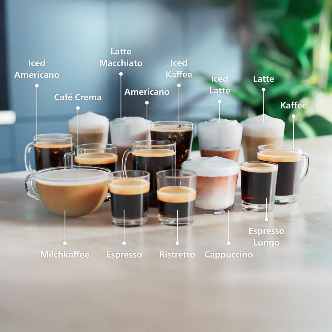 Serie 5500 Kaffeevollautomat – LatteGo Milchsystem, 20 heiße und kalte Kaffeespezialitäten, 40% leiser mit SilentBrew, QuickStart, Schwarz/Grau (EP5544/50)