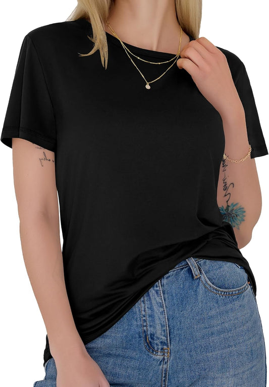 Women - Short Sleeve Basic Tees Soft Crew Neck Trendy Summer Tops for Casual Outfits 2025